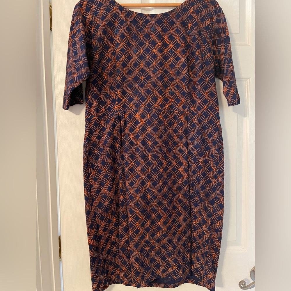 Mata Trader fair trade navy geometric shift dress XL